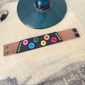 $49 SALE Handmade Leather Cuff Bracelet Black Brown LGBT Pride Gender Neutral